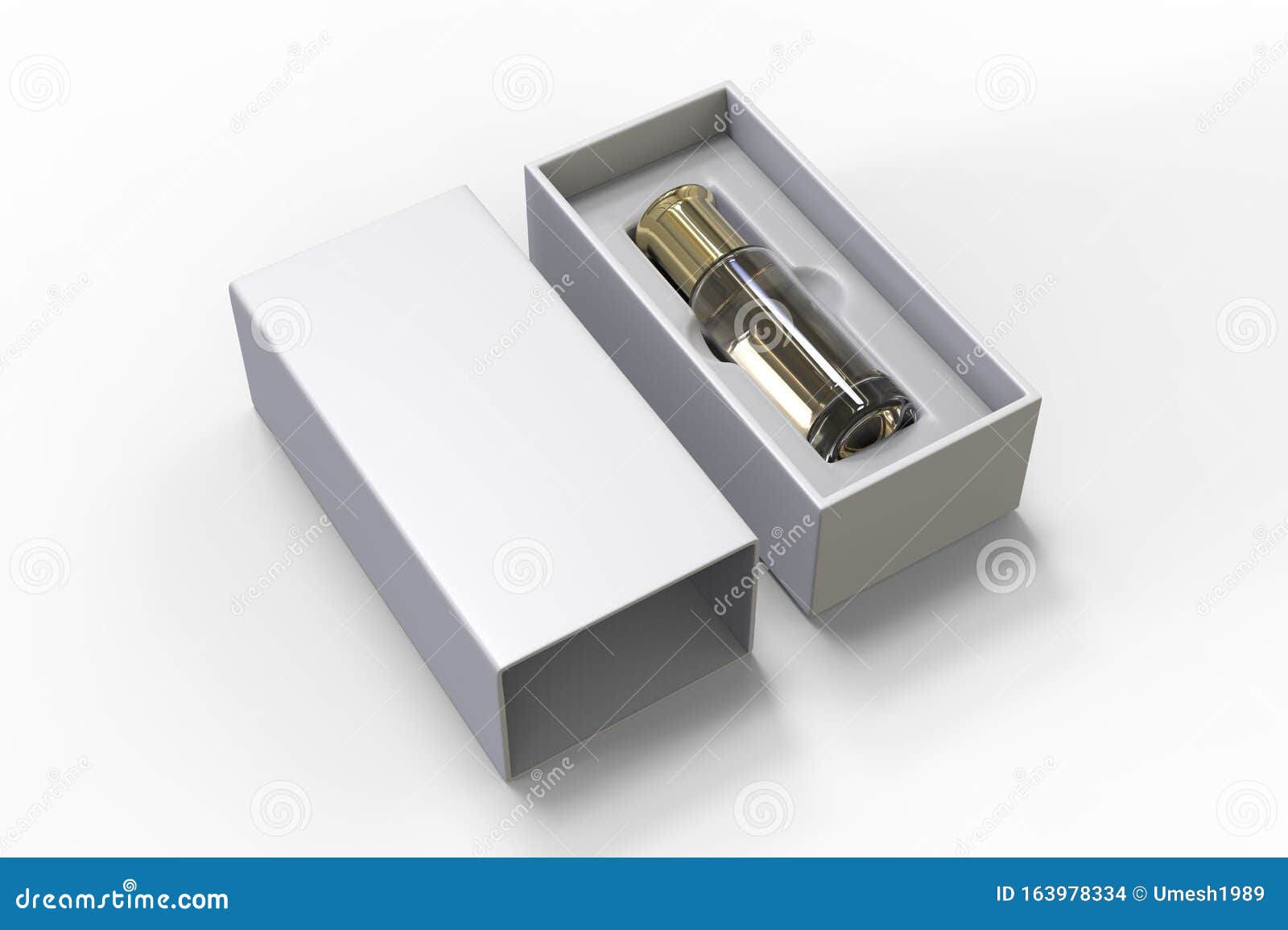 blank oud bottle with hard paper box for branding. 3d render .