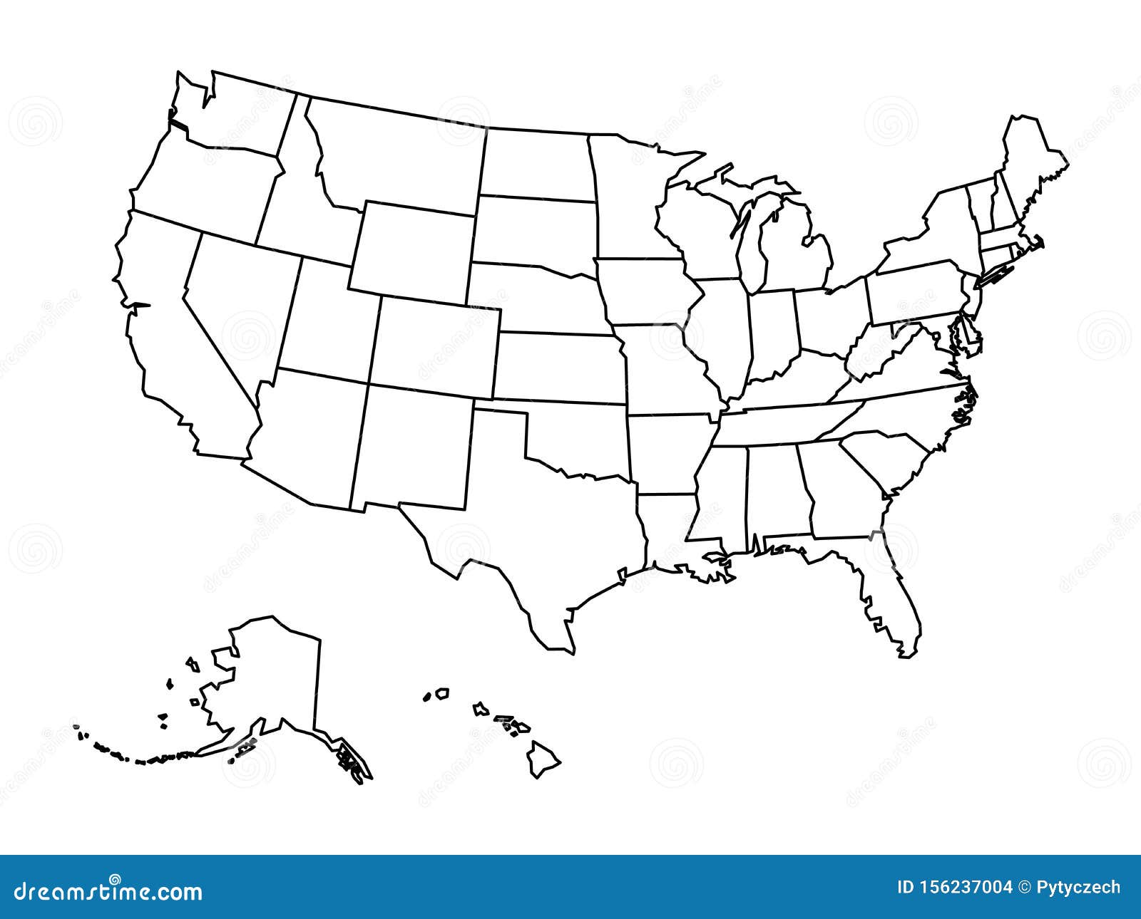 Blank Outline Map Of United States Of America Simplified Vector