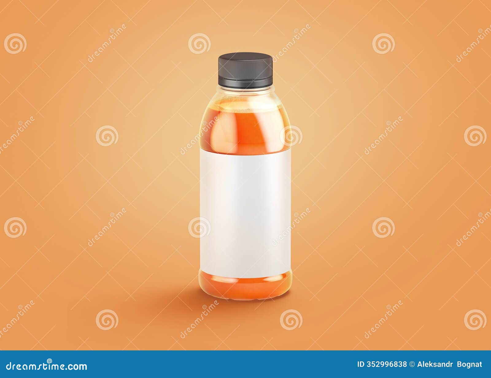 blank 16 oz plastic carrot juice bottle with white label mockup