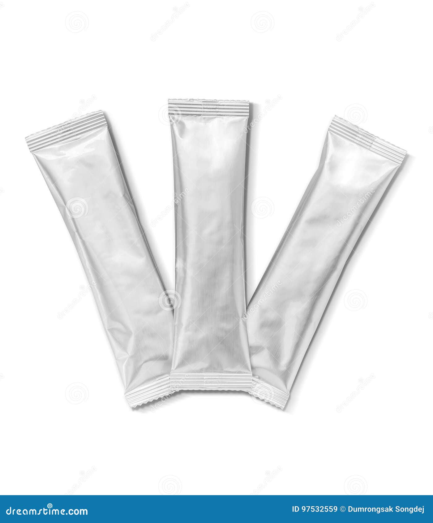 Blank Packaging Coffee Stick Pouch Isolated on White Background Stock