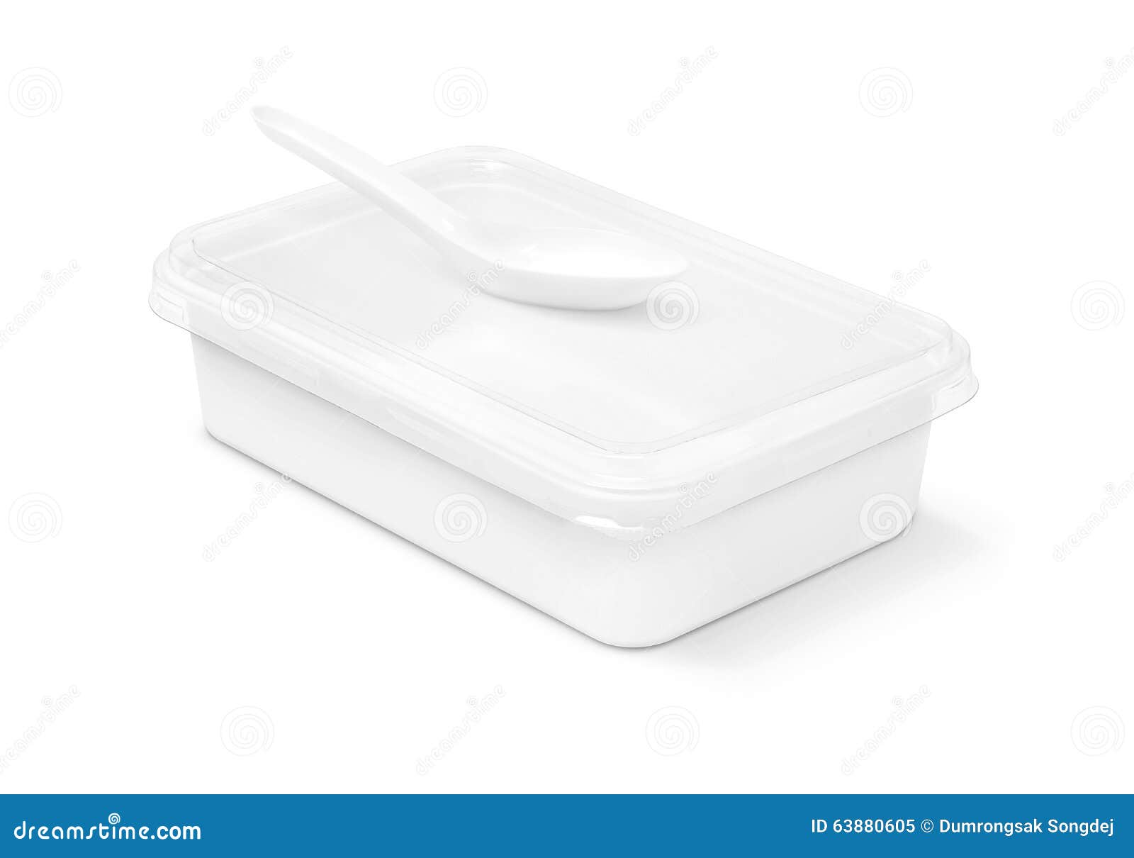 Blank Packaging Plastic Box For Food And Plastic Spoon Stock Image