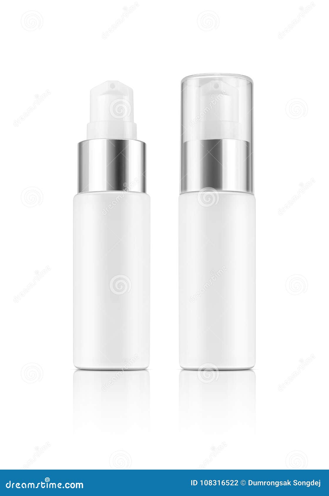 Blank Packaging White Plastic Serum Bottle Isolated on White Stock