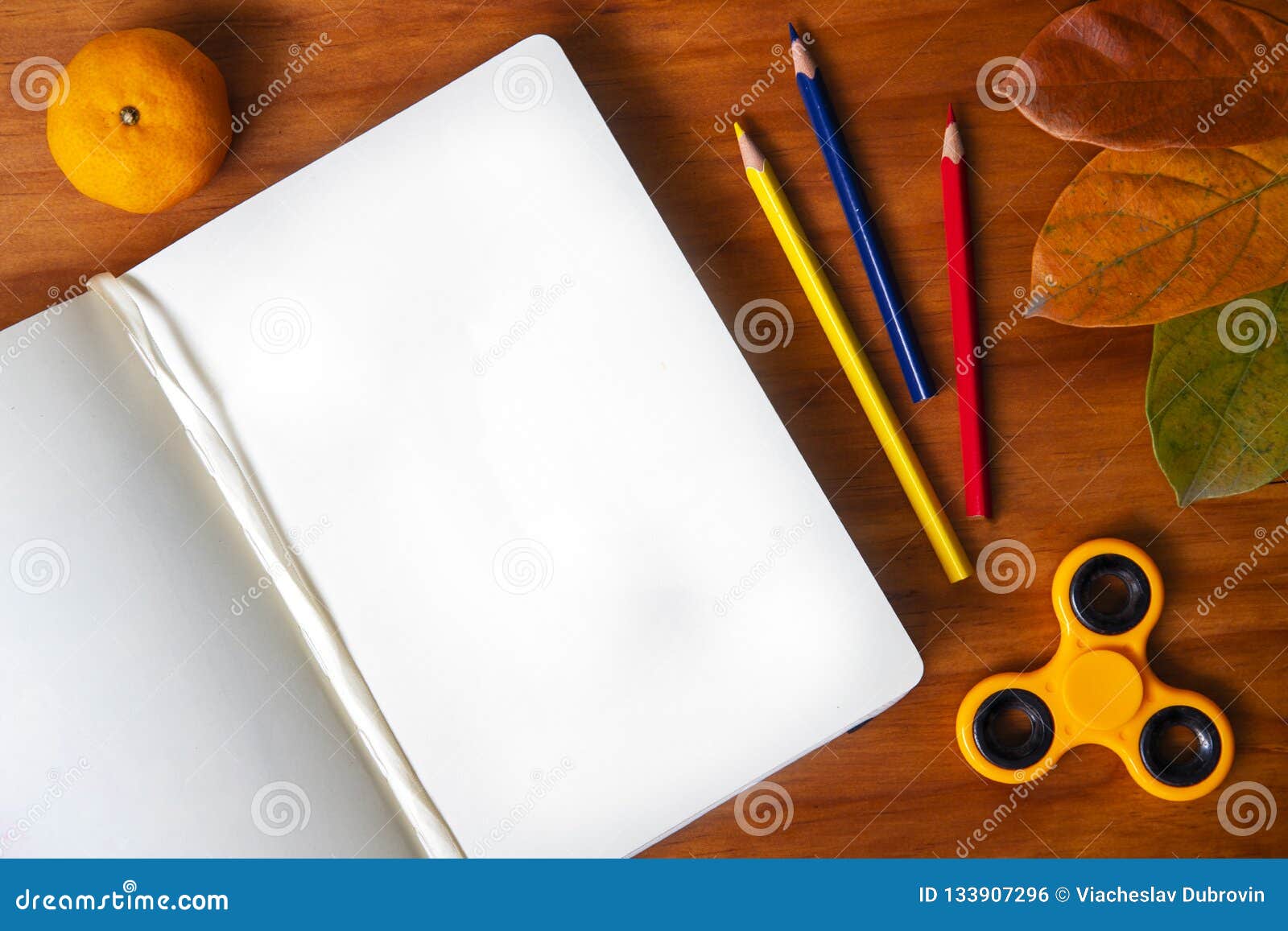 Blank Page of Sketching Pad with Crayon on White, Top View Photo. Children  Art Class or Education Banner Background Stock Image - Image of leaf, mock:  120999811