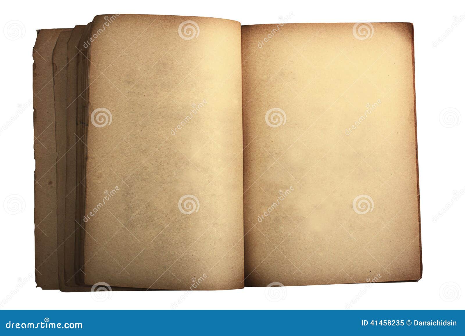 Old Book Open Blank Pages Empty Yellow Paper White Background