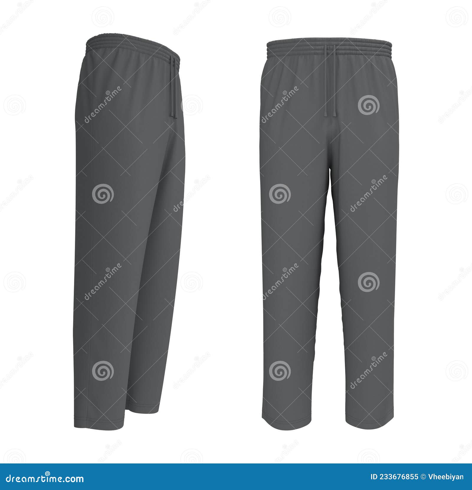 Blank Pants Mockup, Front and Side Views. Sweatpants Stock Illustration ...