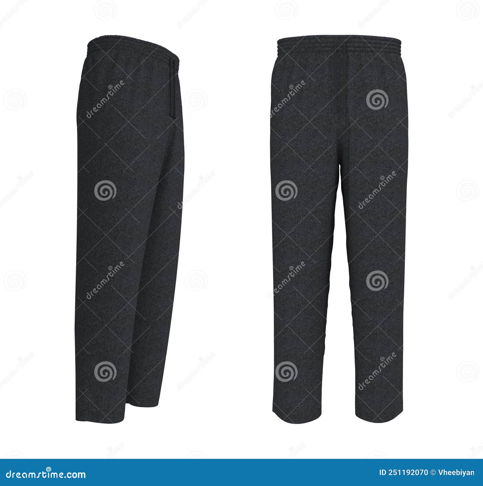 Blank Pants Mockup, Front and Side Views. Sweatpants. 3d Rendering, 3d ...