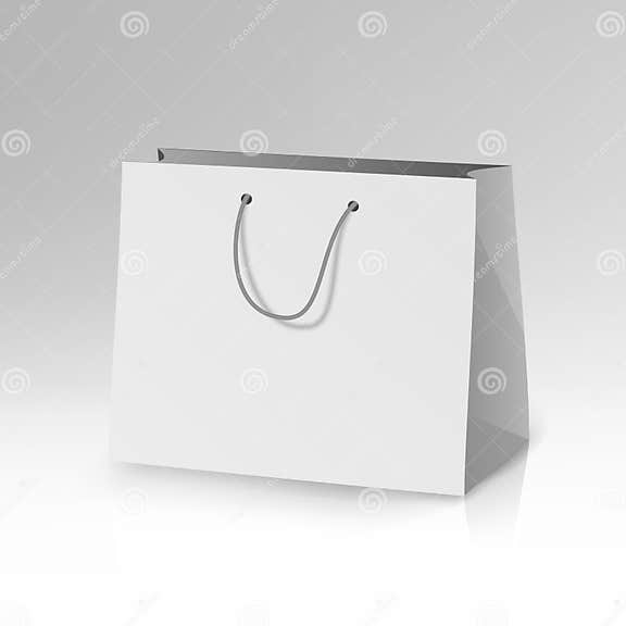 Blank Paper Bag Template Vector. 3D Realistic Shopping or Gift Bag Mock ...