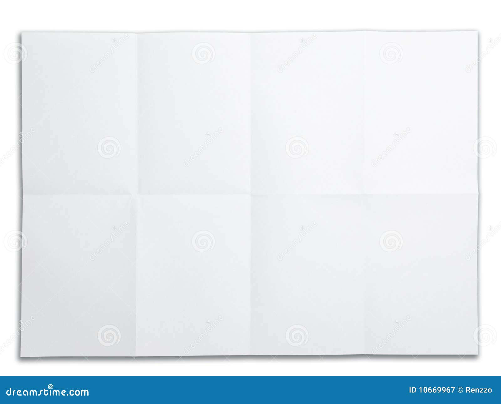 blank paper with fold mark.  on white.