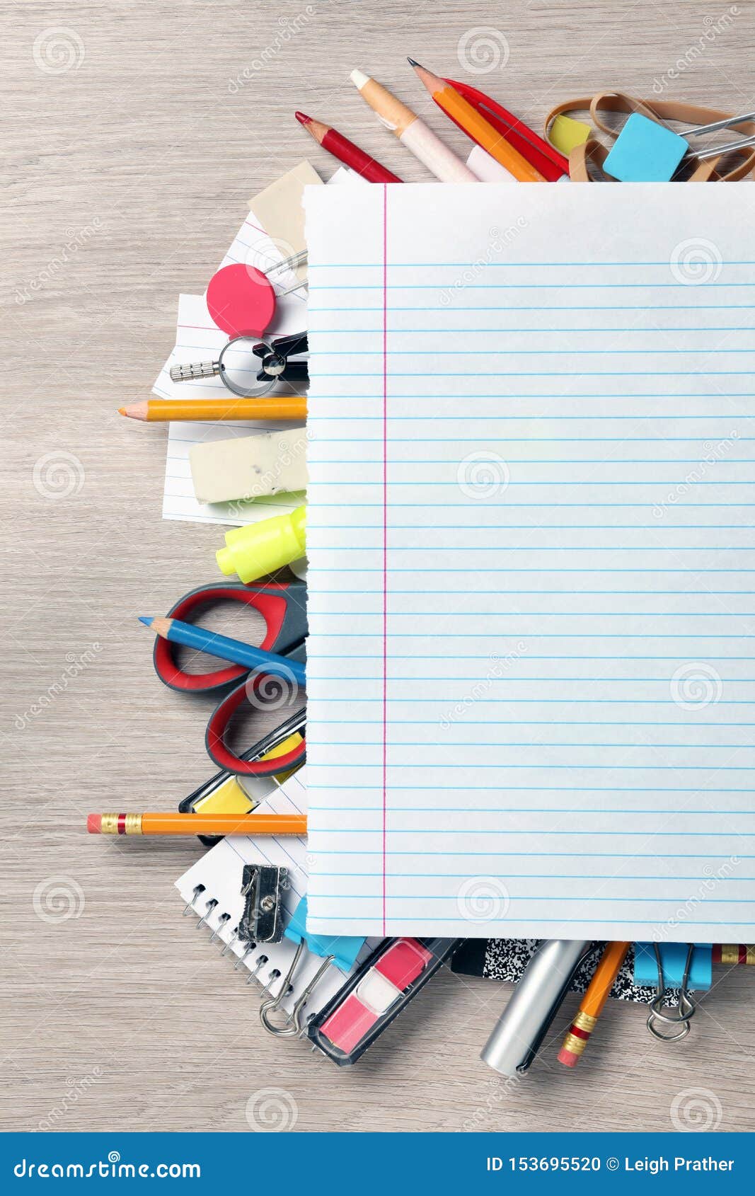 Blank Paper on Lots of Office Supplies Stock Photo Image of blank