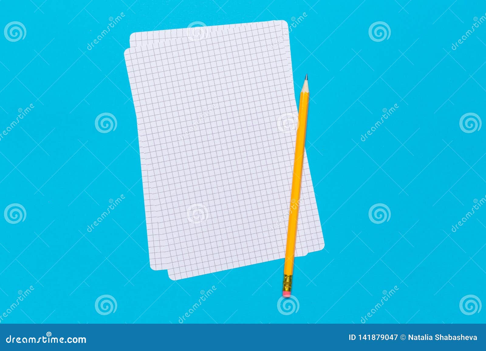 Blank Paper Notebook on Blue Background Stock Image - Image of business