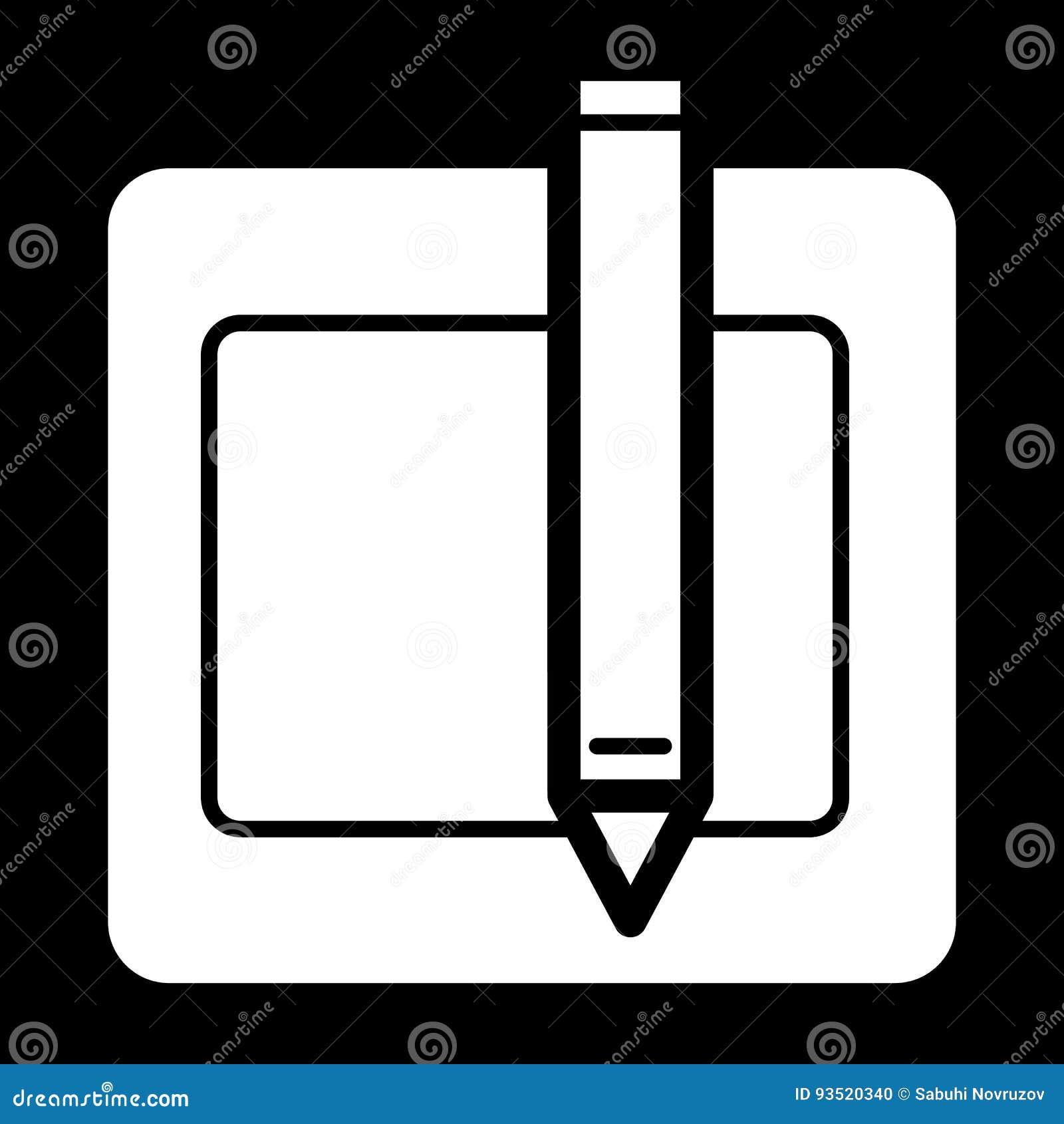 Blank Paper And A Pencil Vector Icon Black And White Illustration