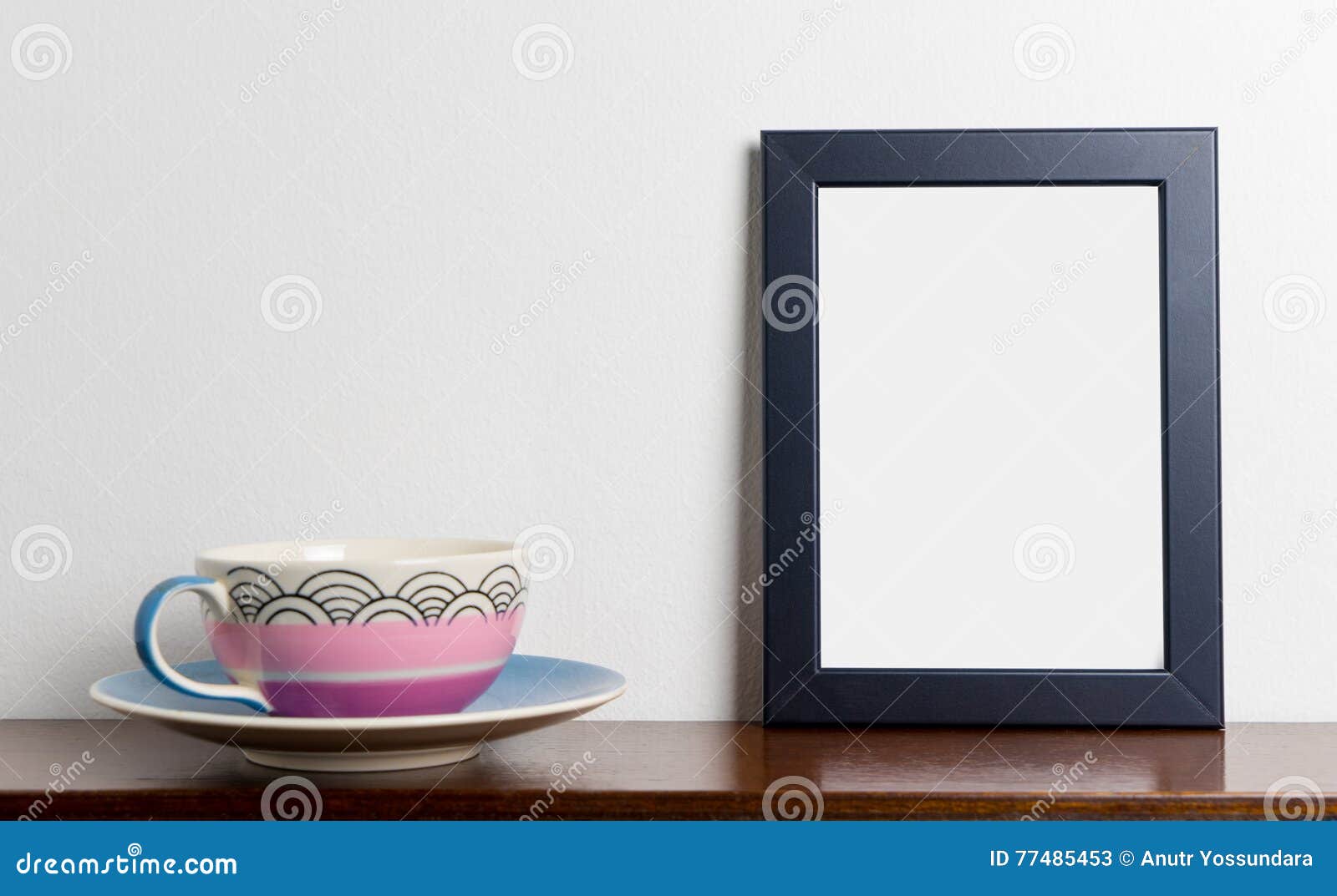 Blank Photo Frame with Pastel Tea Cup Stock Image Image of decor