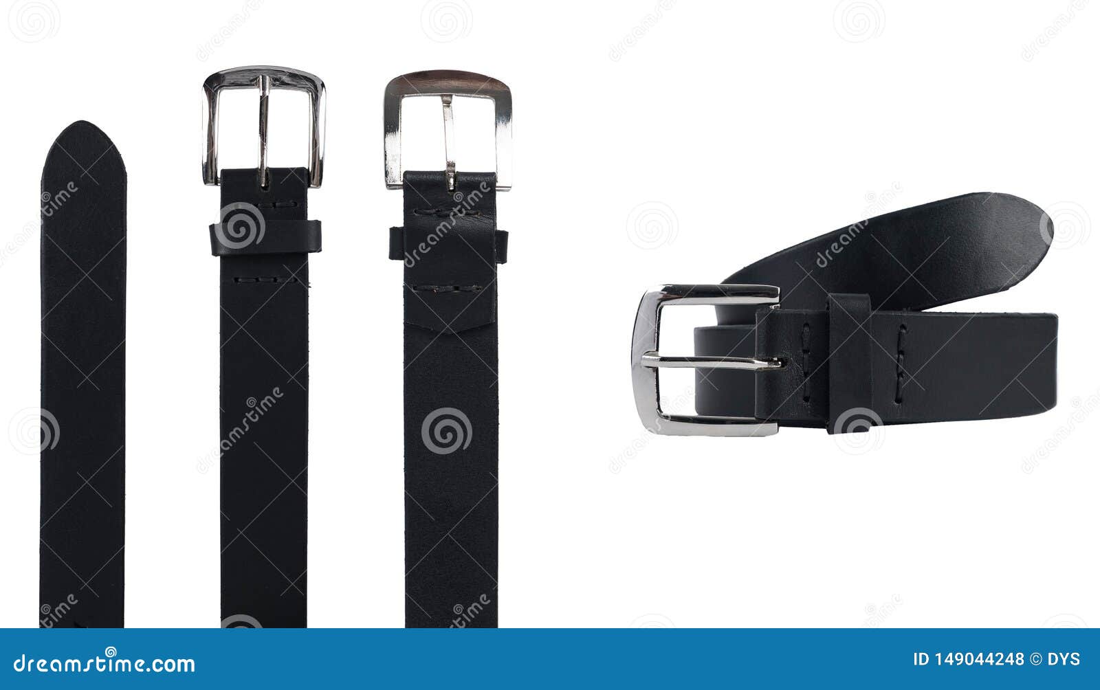 Download Blank Plain Black Genuine Leather Belt Isolated On White Background. Bundle Pack Detail. Ready ...