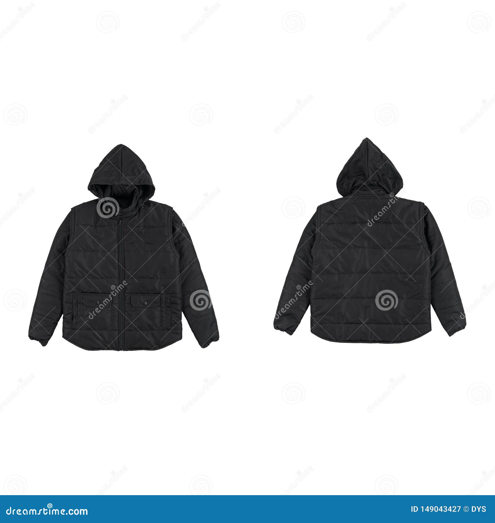 Download Blank Plain Bomber Jacket Hoodie Black Color Front And Back View Bundle Pack Isolated On White ...