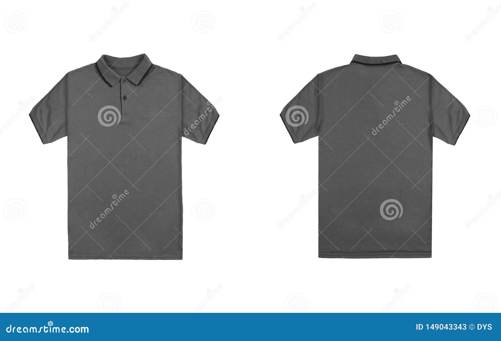 Blank Plain Grey Polo Shirt with Black Stripe Isolated on White ...