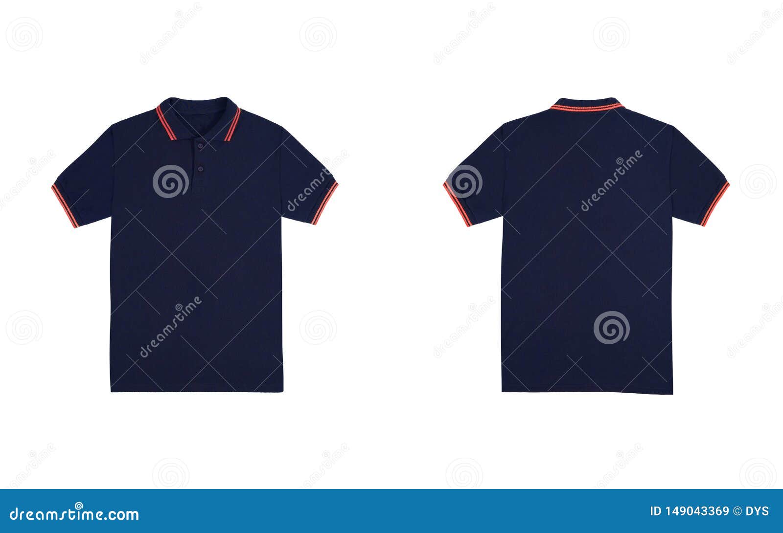 navy blue polo shirt front back