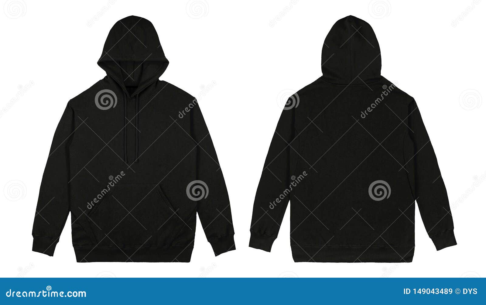 Download Blank Plain Pullover Hoodie Front And Back View With Black ...