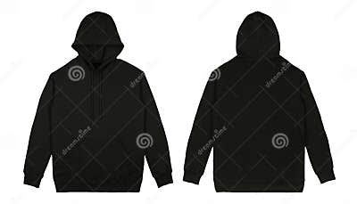 Pullover Black Hoodie in Front and Back View Stock Image - Image of ...