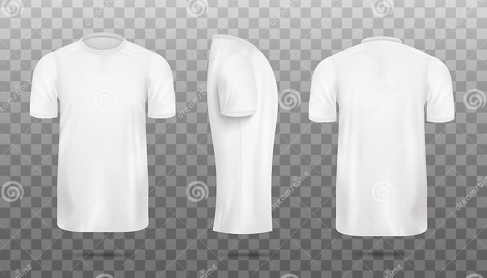 Blank Plain White T-shirt Mockup Set Isolated on Transparent Background ...