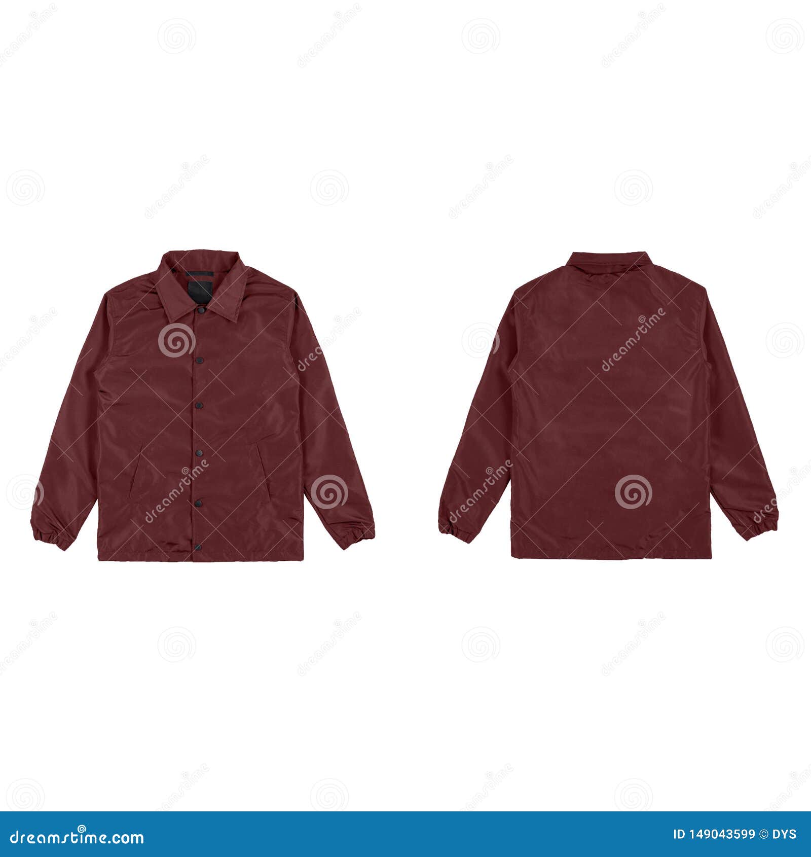 Download Blank Plain Windbreaker Jacket Maroon Color Front And Back Side View Isolated On White Background Ready For Your Mock Up Stock Image Image Of Jacket Maroon 149043599