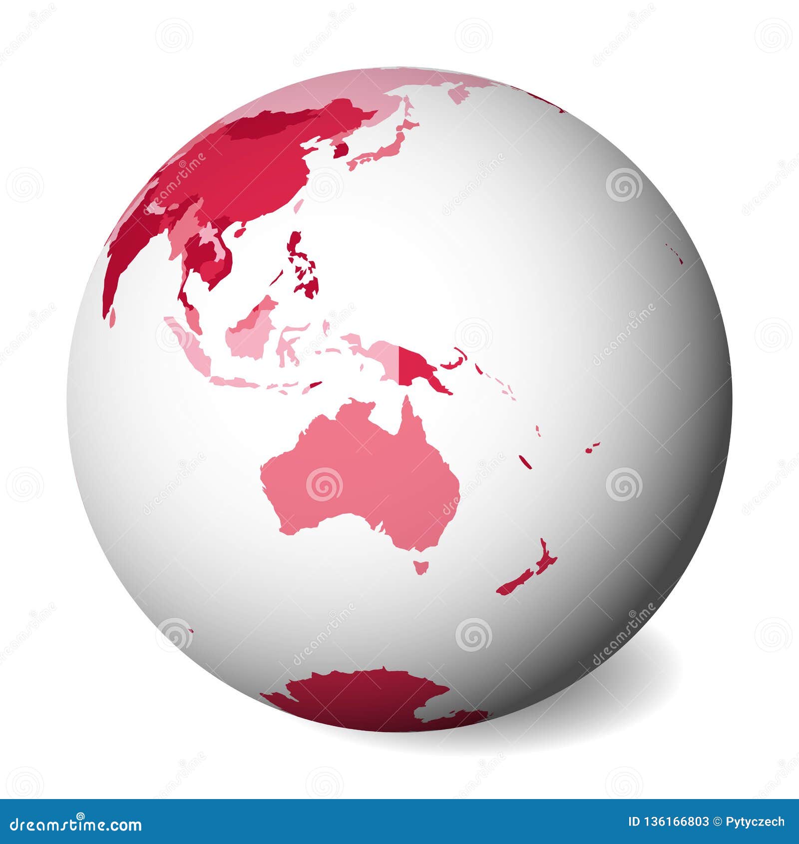Blank Political Map Of Australia 3d Earth Globe With Pink Map Vector