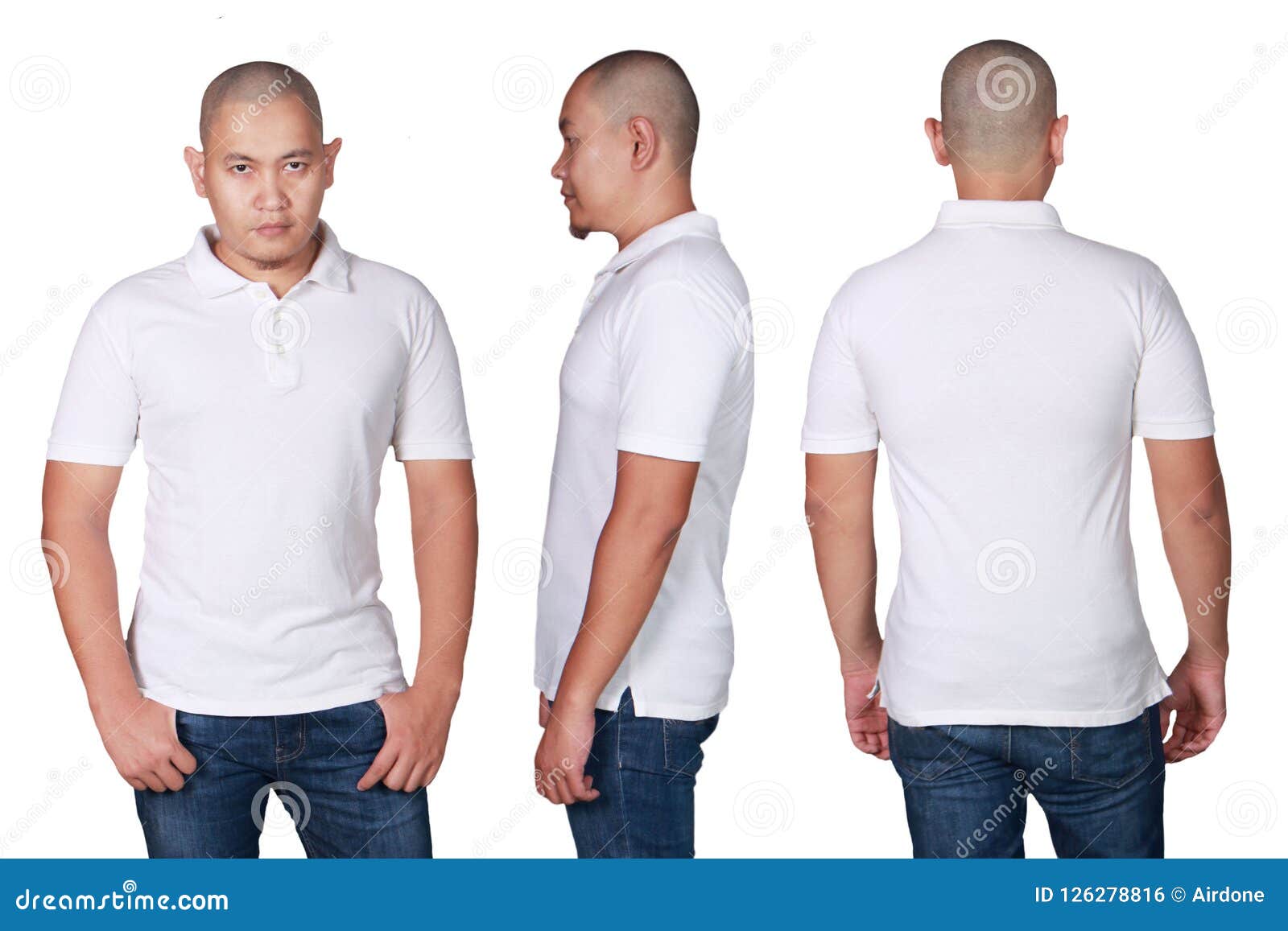 Asian Male Model Wear Plain White Polo Shirt Mockup Stock Photo - Image ...