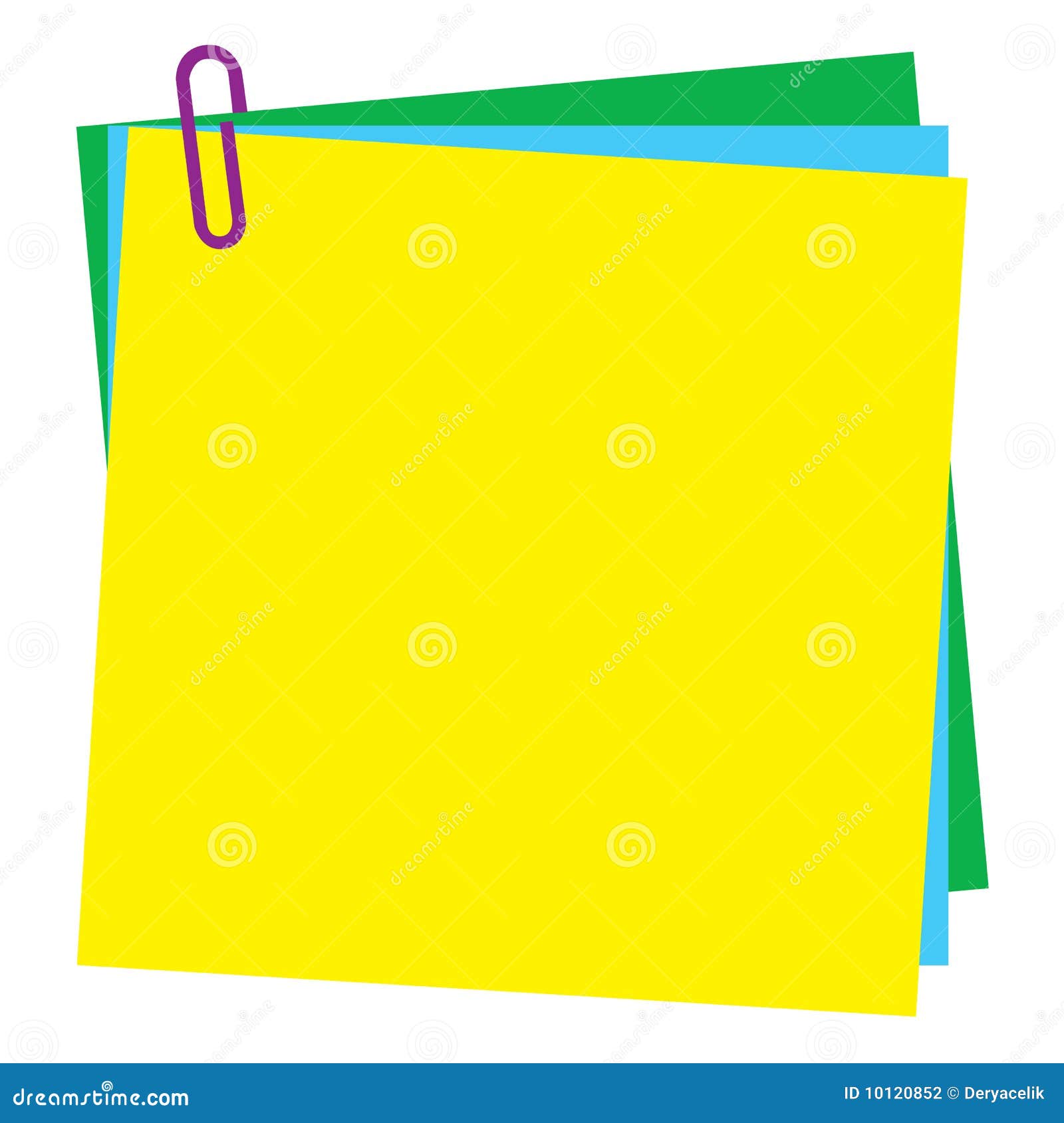 Blank Post-it Note Paper with Paperclip Stock Vector - Illustration of  letters, frame: 10120852