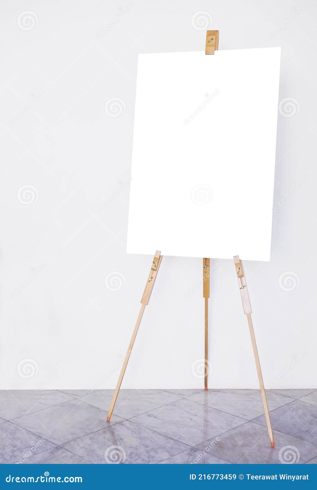 Painting Stand Wooden Easel with Blank Canvas Poster Sign Board Stock Image  - Image of board, display: 124779767