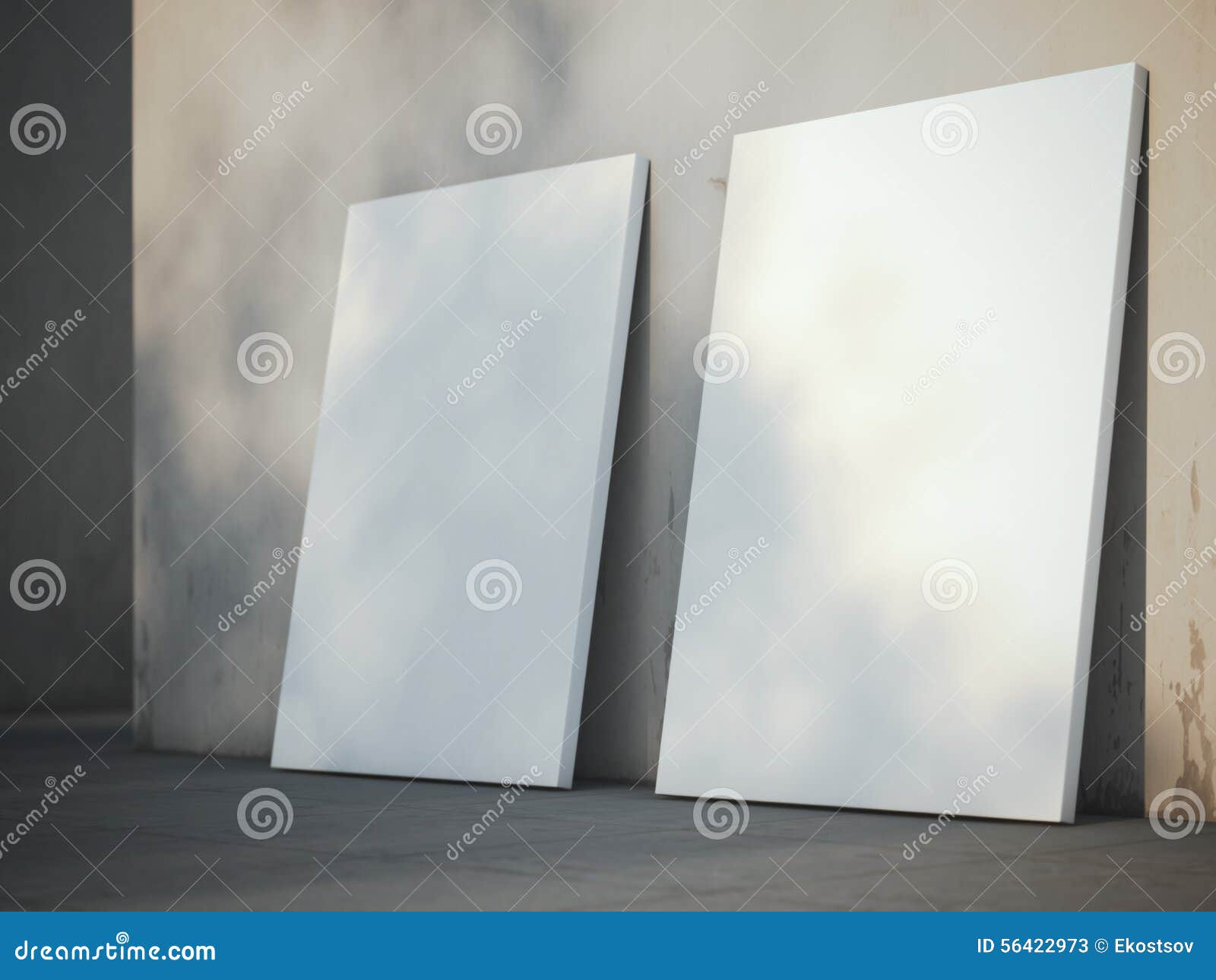 Blank Posters Near the Wall. 3d Rendering Stock Image Image of
