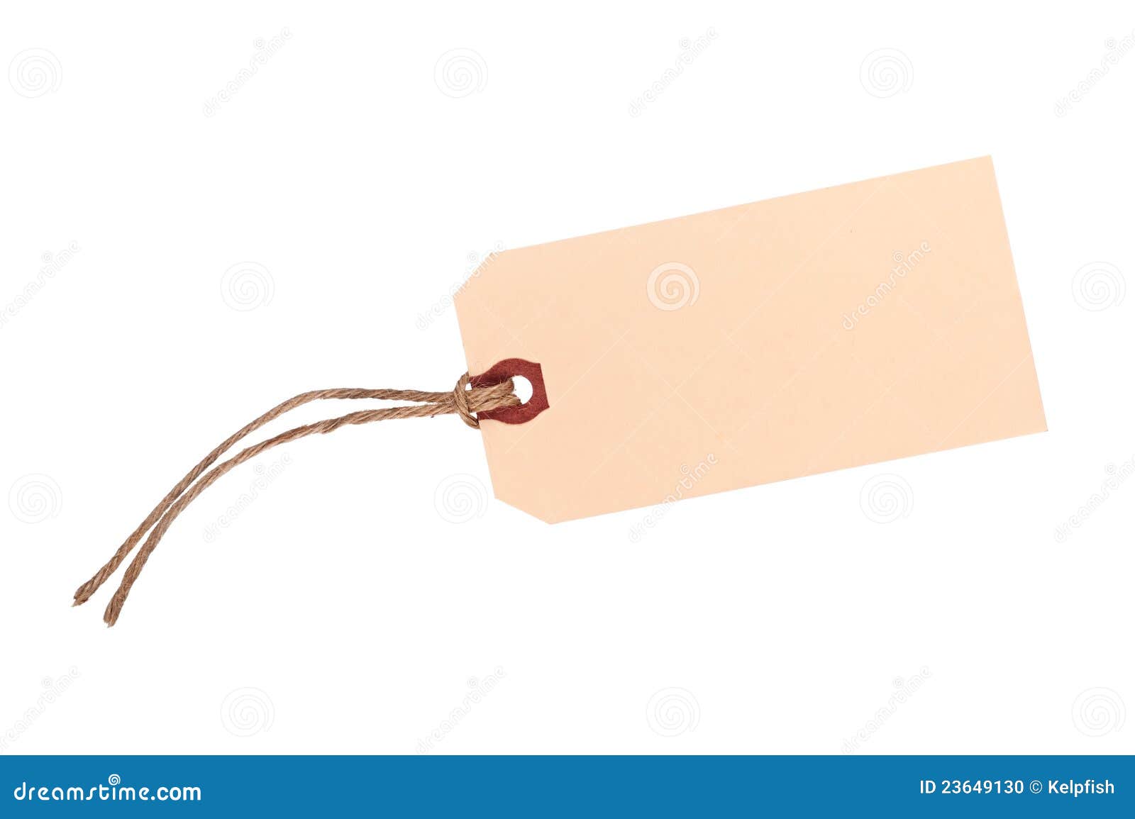 new, blank price tag with twine isolated on white.