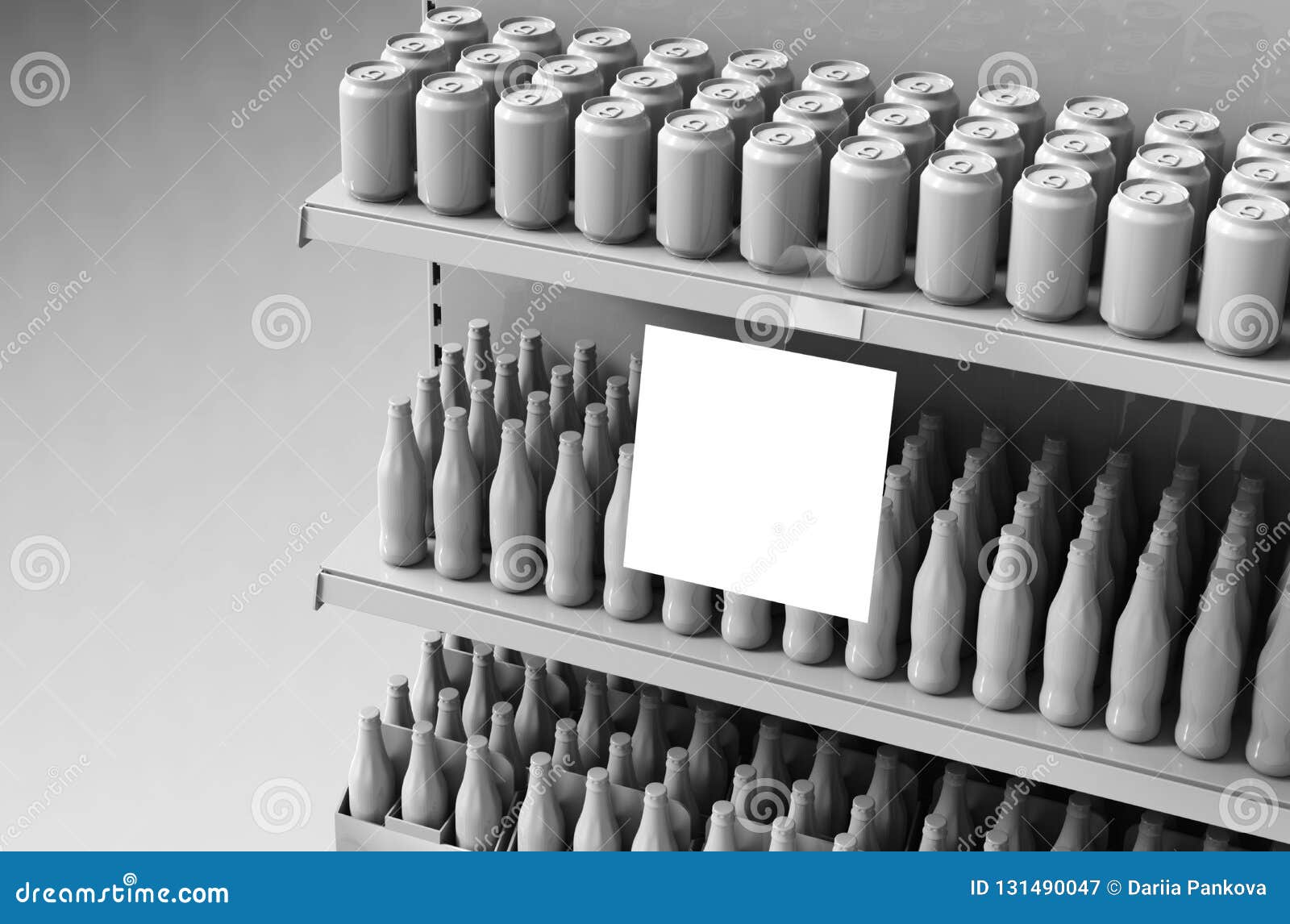 Blank Products On Supermarket Shelves With Square Wobbler. Mockup. Stock Illustration ...