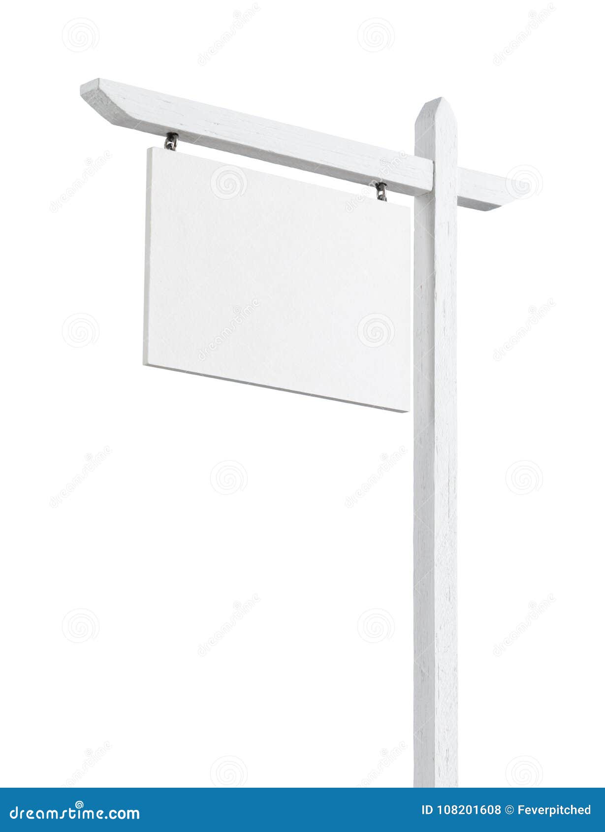 Blank Real Estate Sign Isolated on White Background. Stock Photo