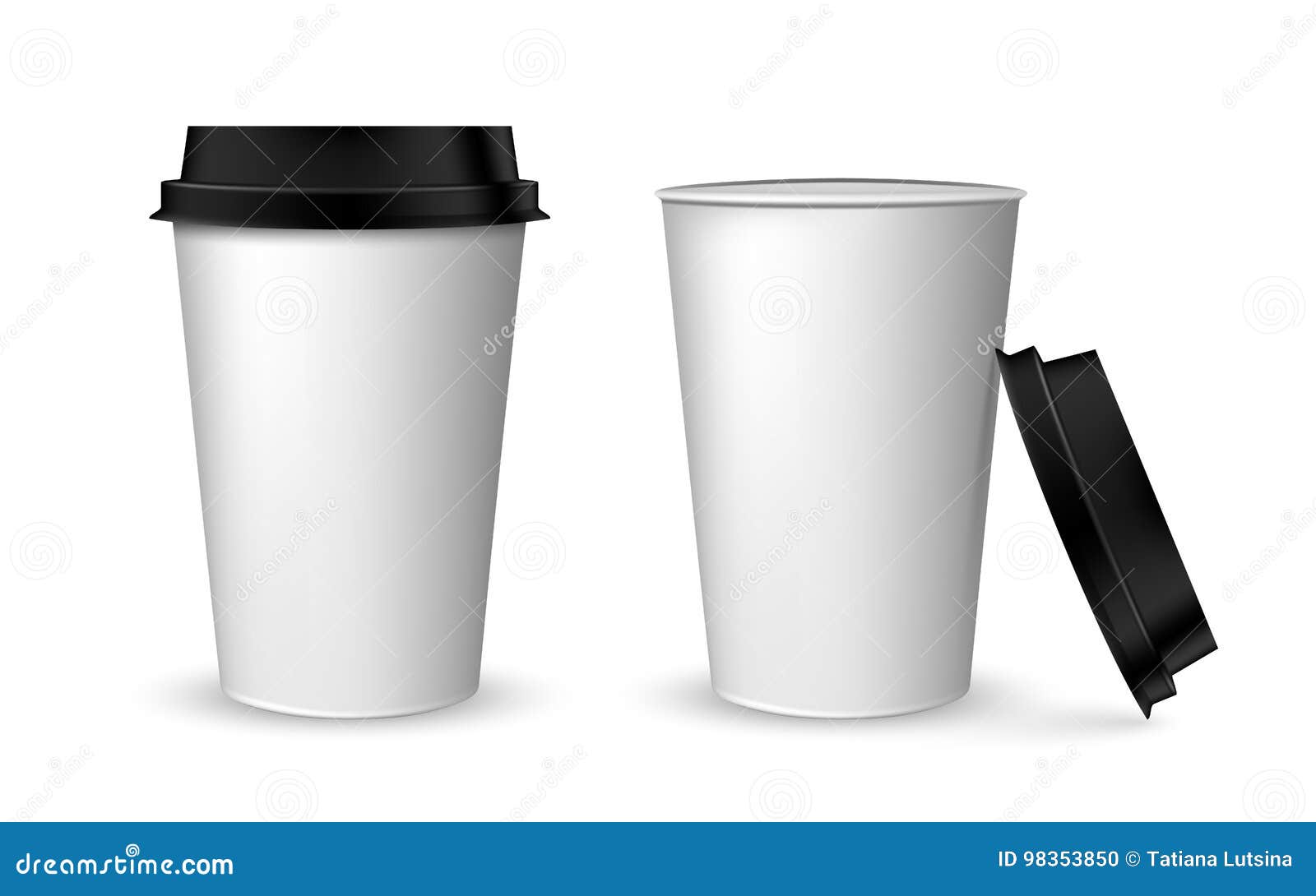Blank Realistic Coffee Cup Mockup. Realistic Paper Coffee Cup Set. Paper Cups On White. Stock ...