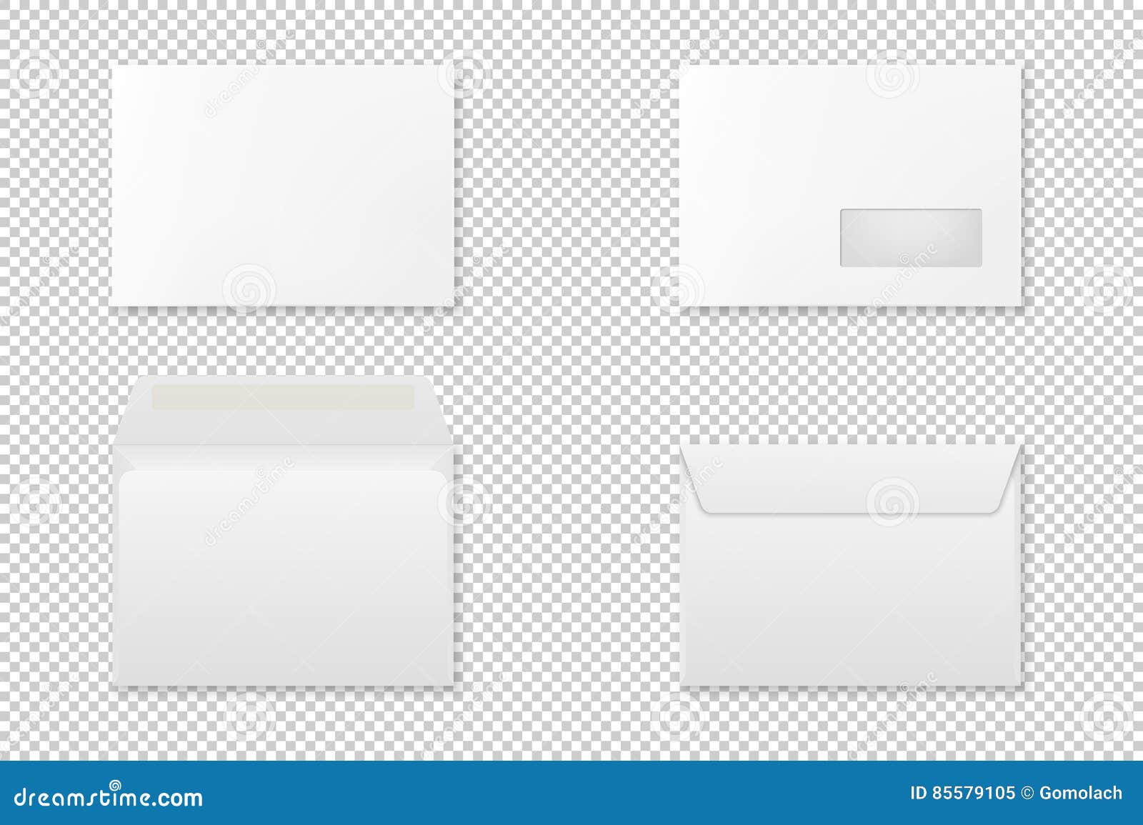 Set Of Blank Black Color Realistic Envelopes Mockup Stock