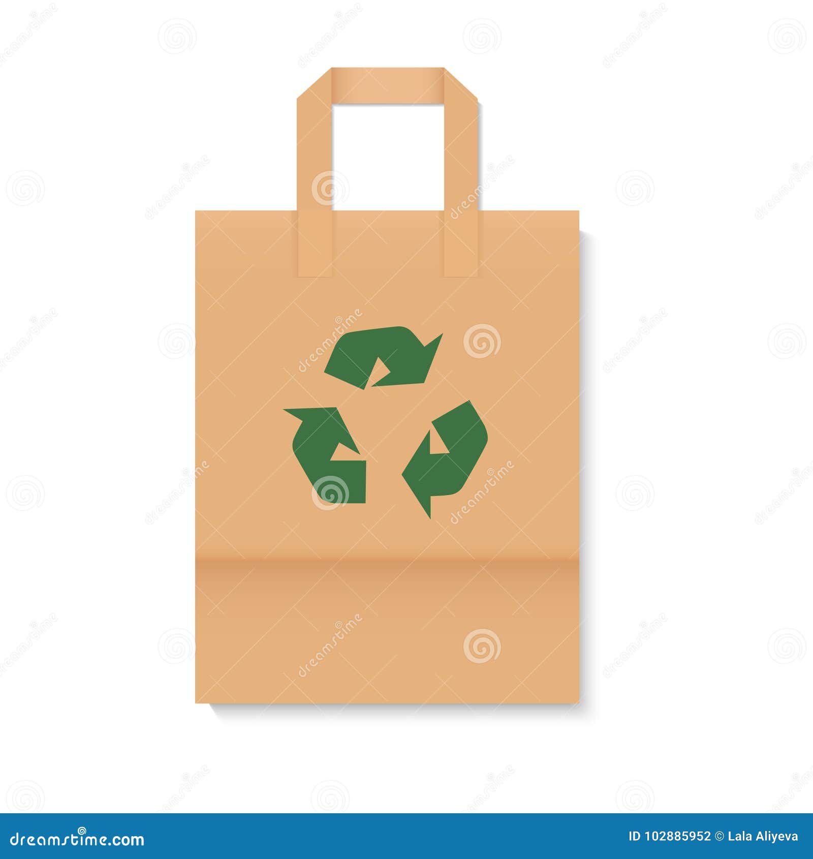 Download Blank Realistic Paper Bag For Recycle Mockup. Vector ...