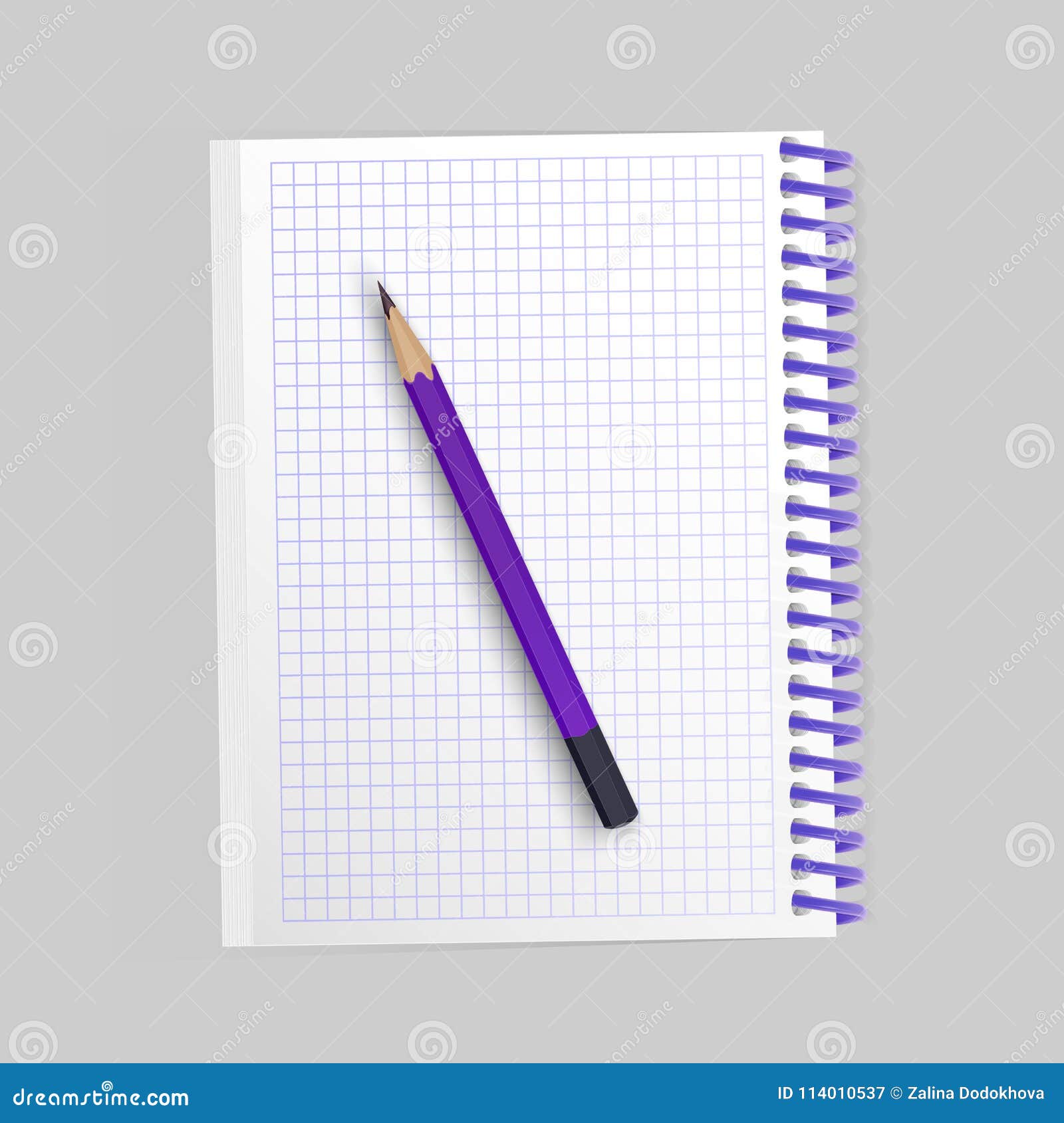 Download Blank Realistic Spiral Notepad Notebook And Realistic Pencil Isolated On White Background ...