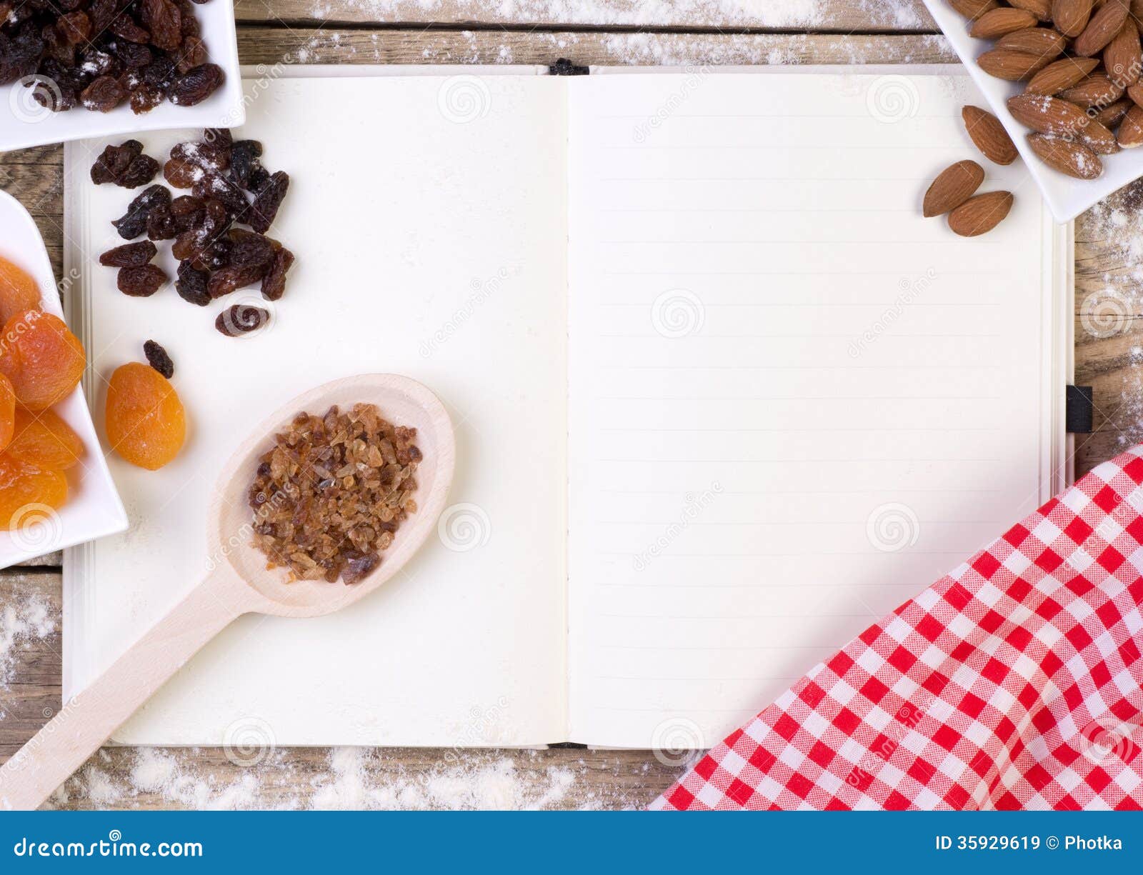 Blank Recipe Book On Wooden Table Stock Photo - Download Image Now