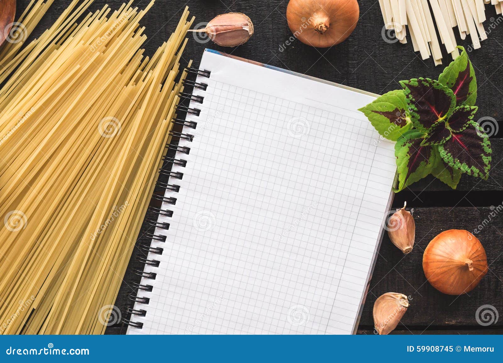 The Blank Recipe Book with Italian Spaghetti Stock Image - Image of ...