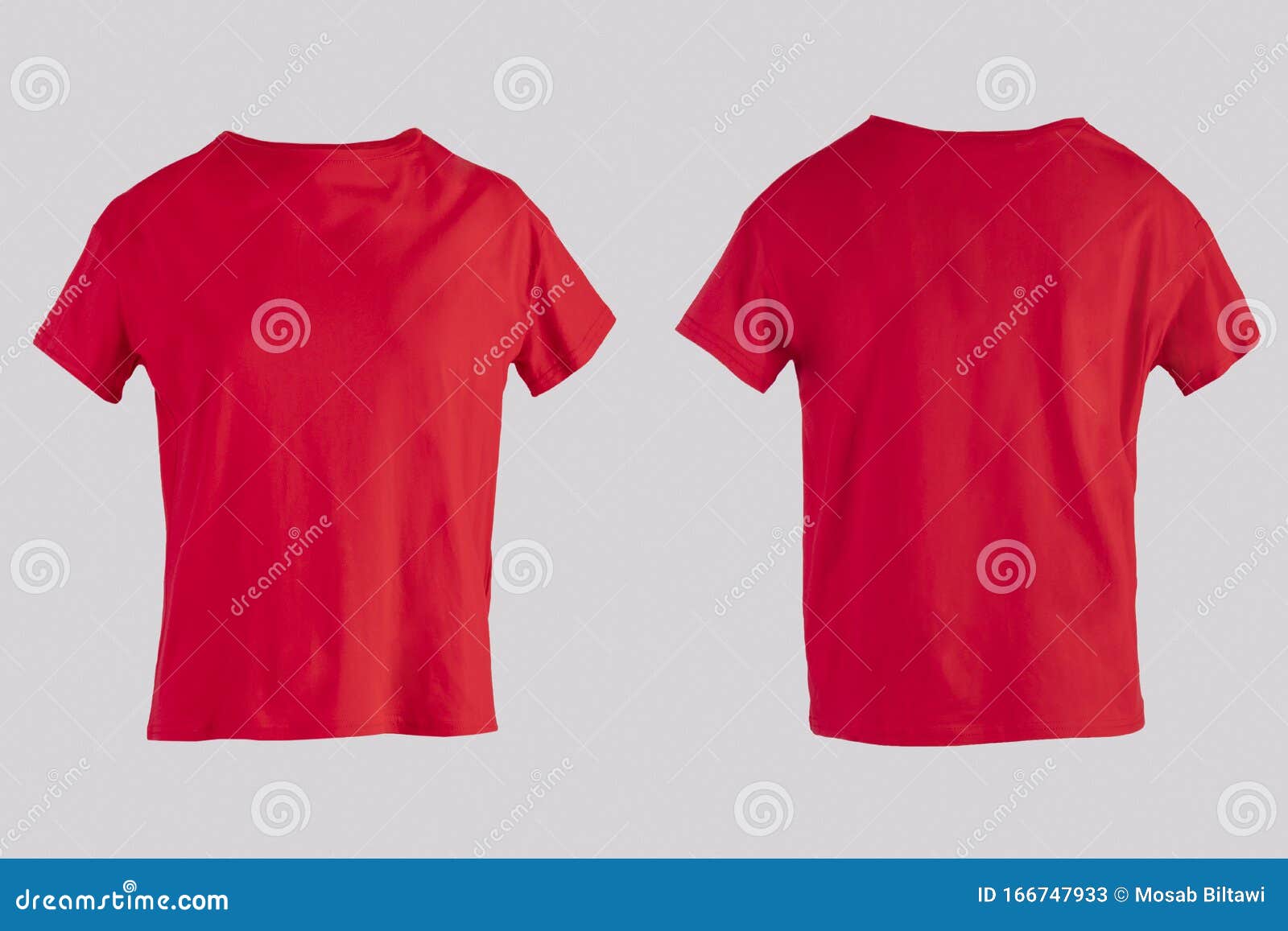 Blank Red Female T-shirt Isolated on White Background Front and Back ...