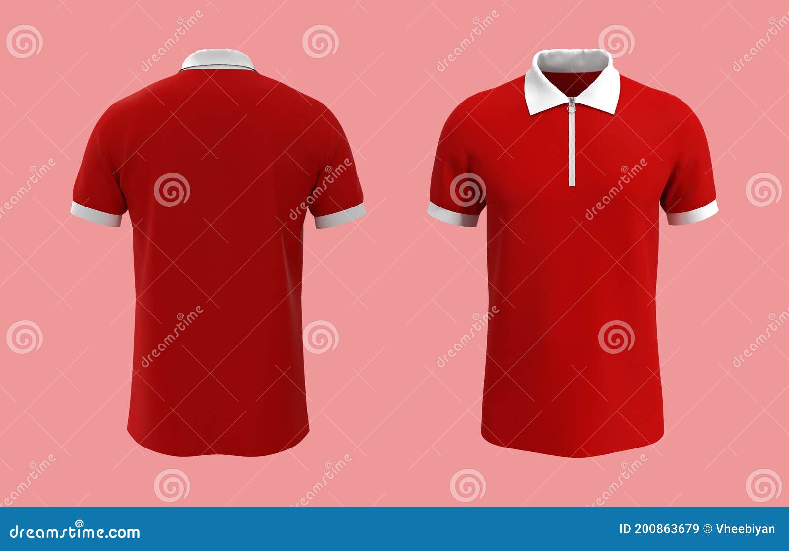 red polo shirt back and front