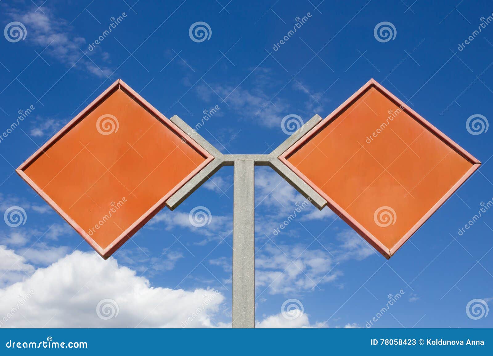 Blank Red Sign on a Blue Background Stock Image Image of street
