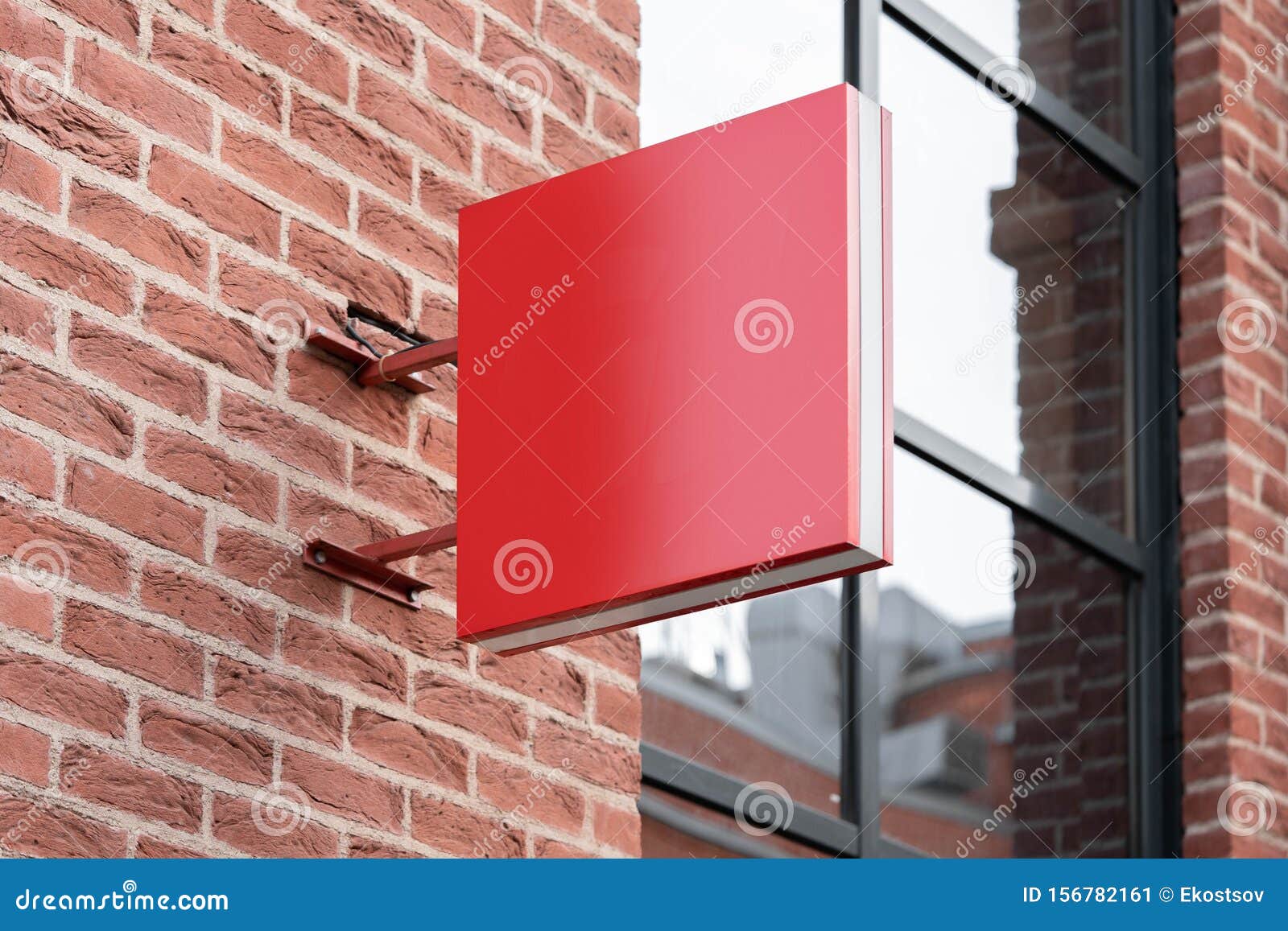 Download Blank Red Square Store Signboard Mockup Empty Shop Street Sign Signage On The Wall 3d Rendering Stock Illustration Illustration Of Hanging Entrance 156782161