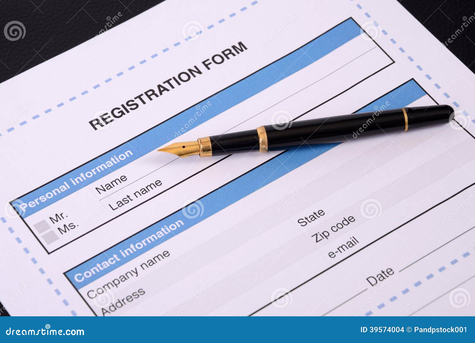 Blank registration form. stock photo. Image of registration 39574004