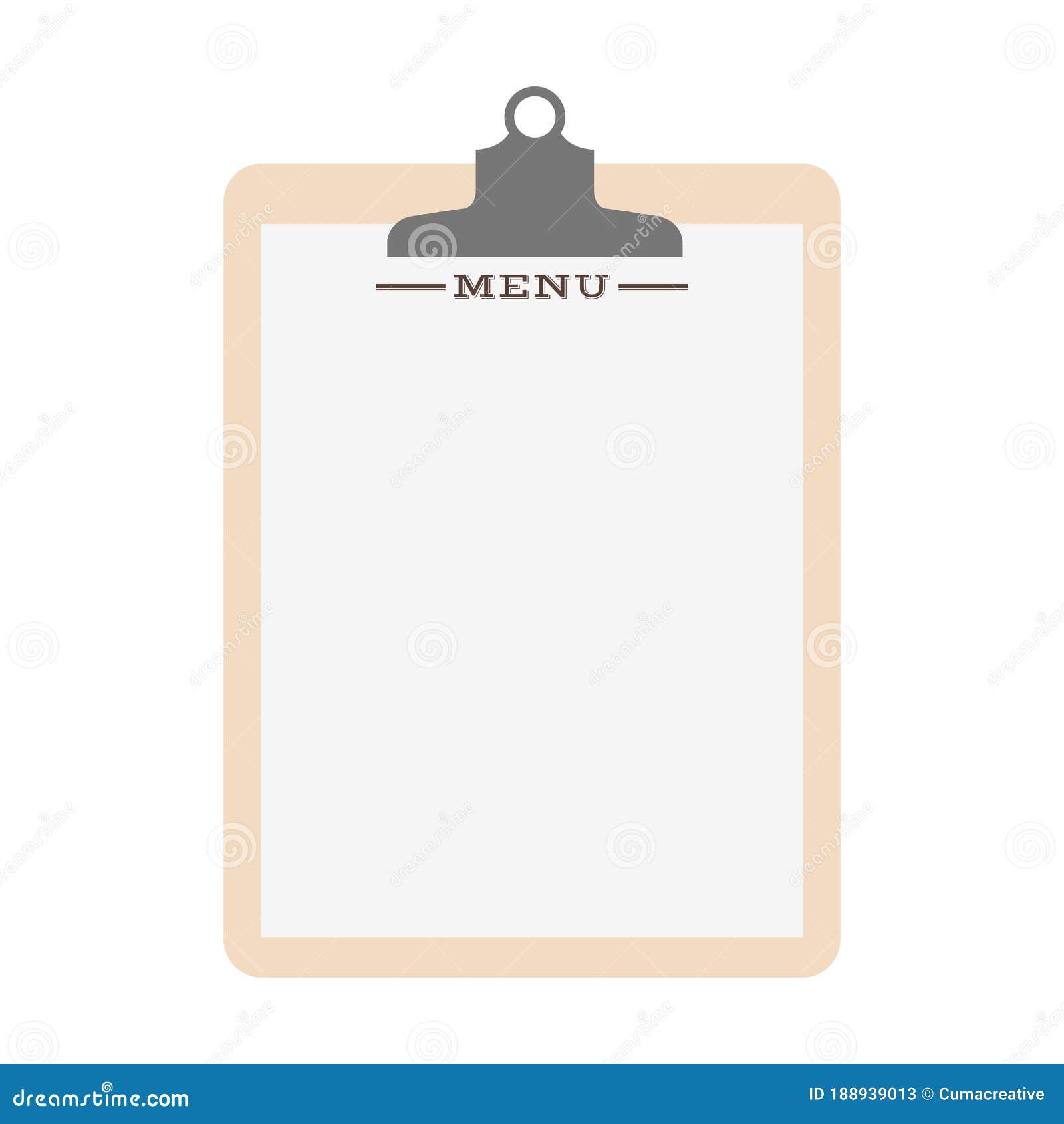 Blank Restaurant Menu Template. Paper Clipboard Vector Inside Empty Menu Template