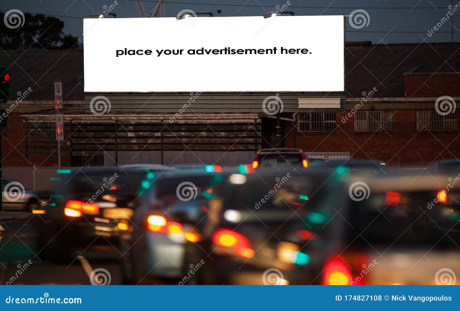 blank roadside advertising billboard at twighlight