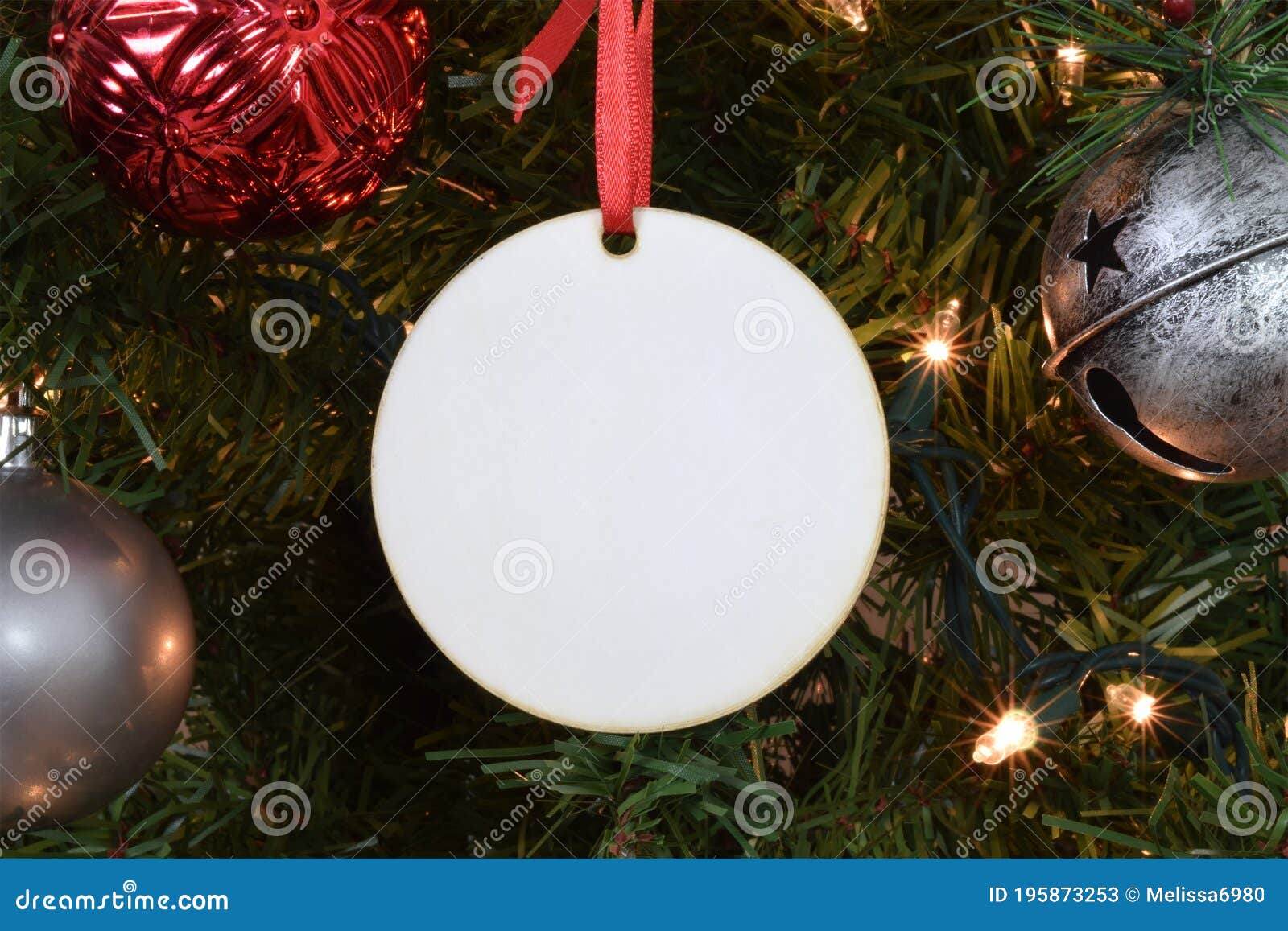 Add your own image and background Clear round Christmas ornament mockup template