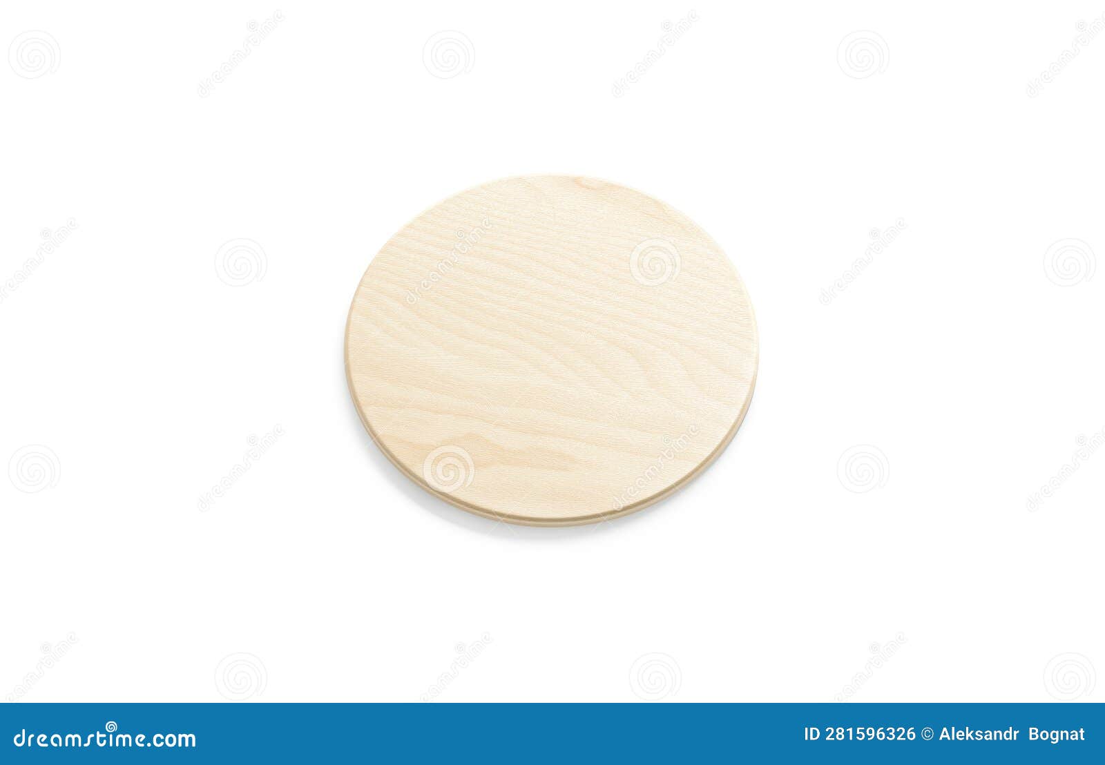 blank round wood plate mockup, side view