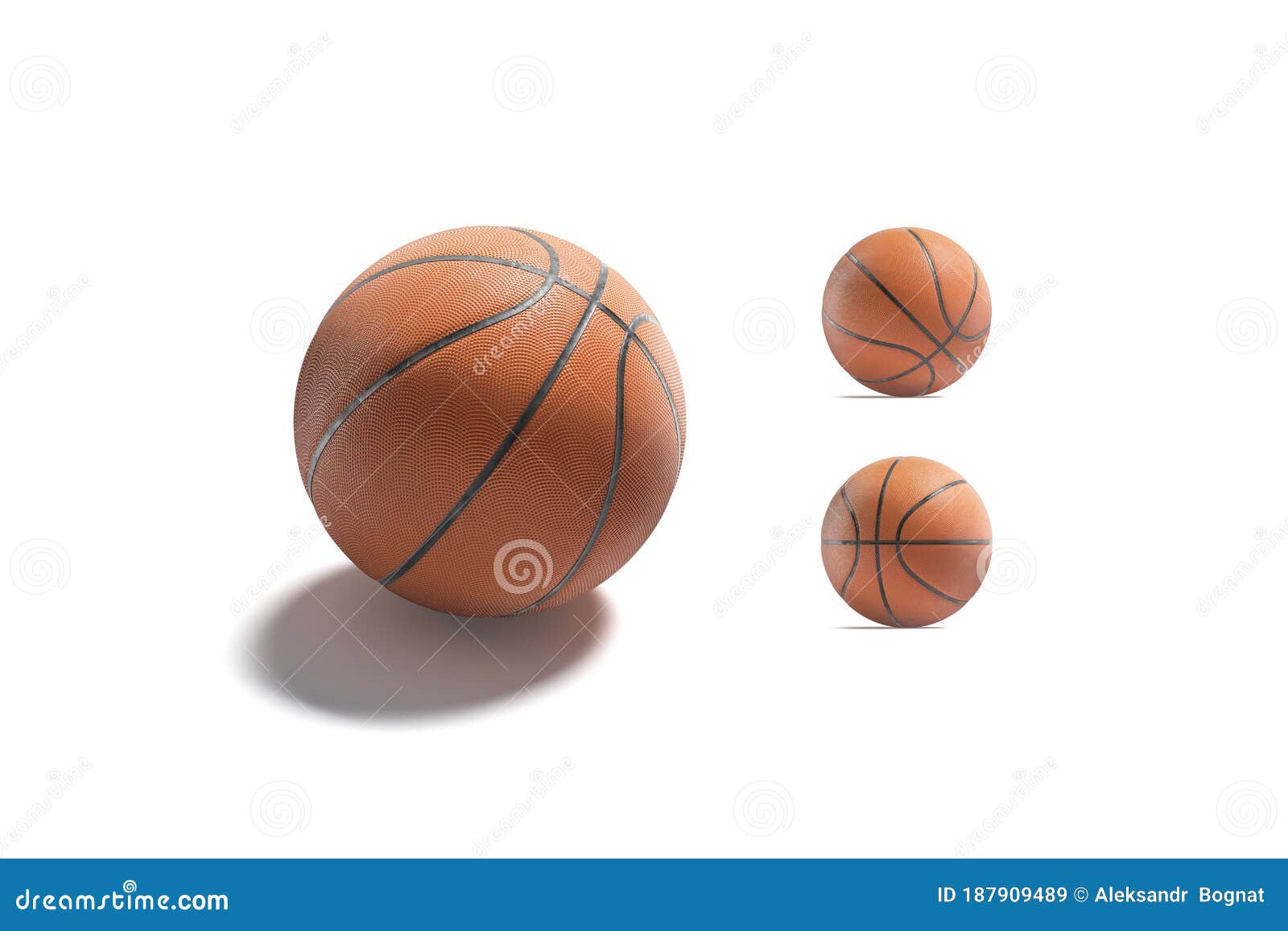 blank rubber basketball ball mock up, different sides