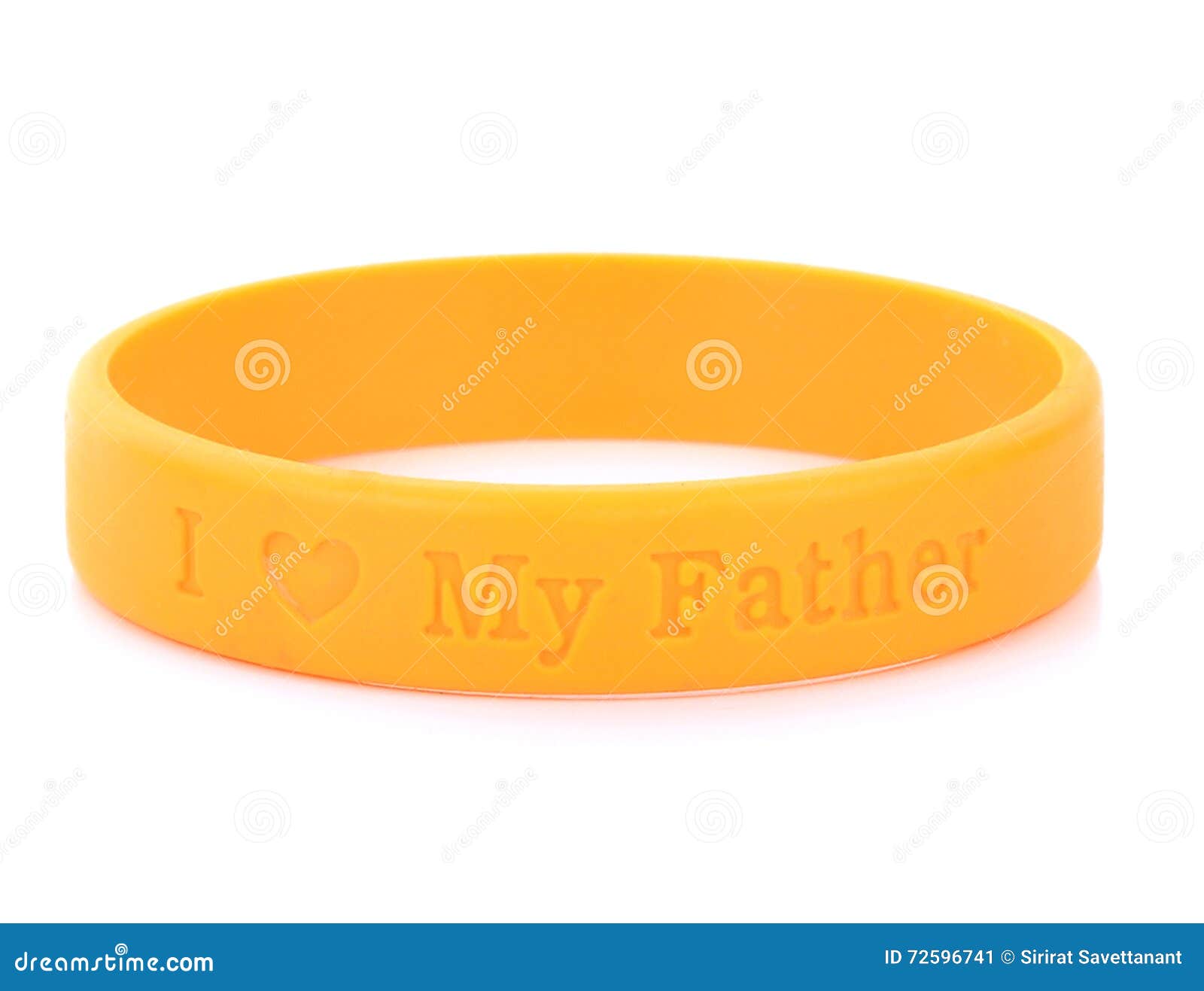 Blank Rubber Plastic Stretch Yellow Bracelet Isolated on White B Stock