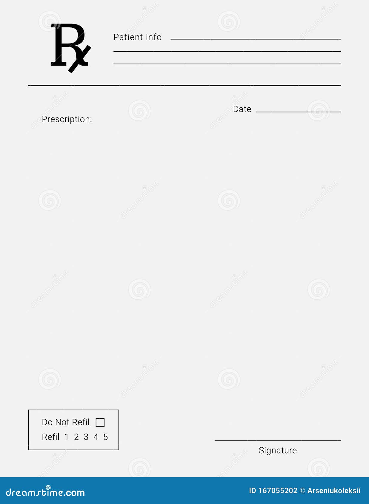 Blank Rx prescription form stock vector. Illustration of icon - 167055202